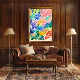Vibrant Abstract Garden Scene Modern Art Poster