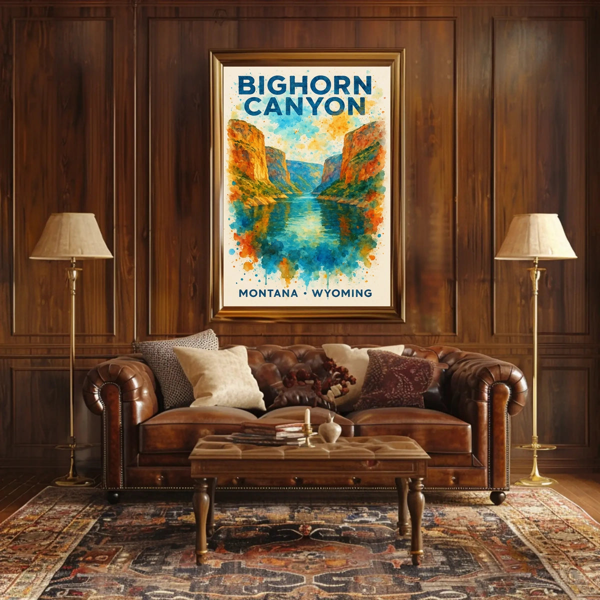 Bighorn Canyon Watercolor Art Poster: Adventure Awaits