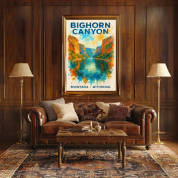 Bighorn Canyon Watercolor Art Poster: Adventure Awaits