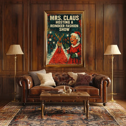 Mrs. Claus Holiday Fashion Show Vintage Artistic Poster