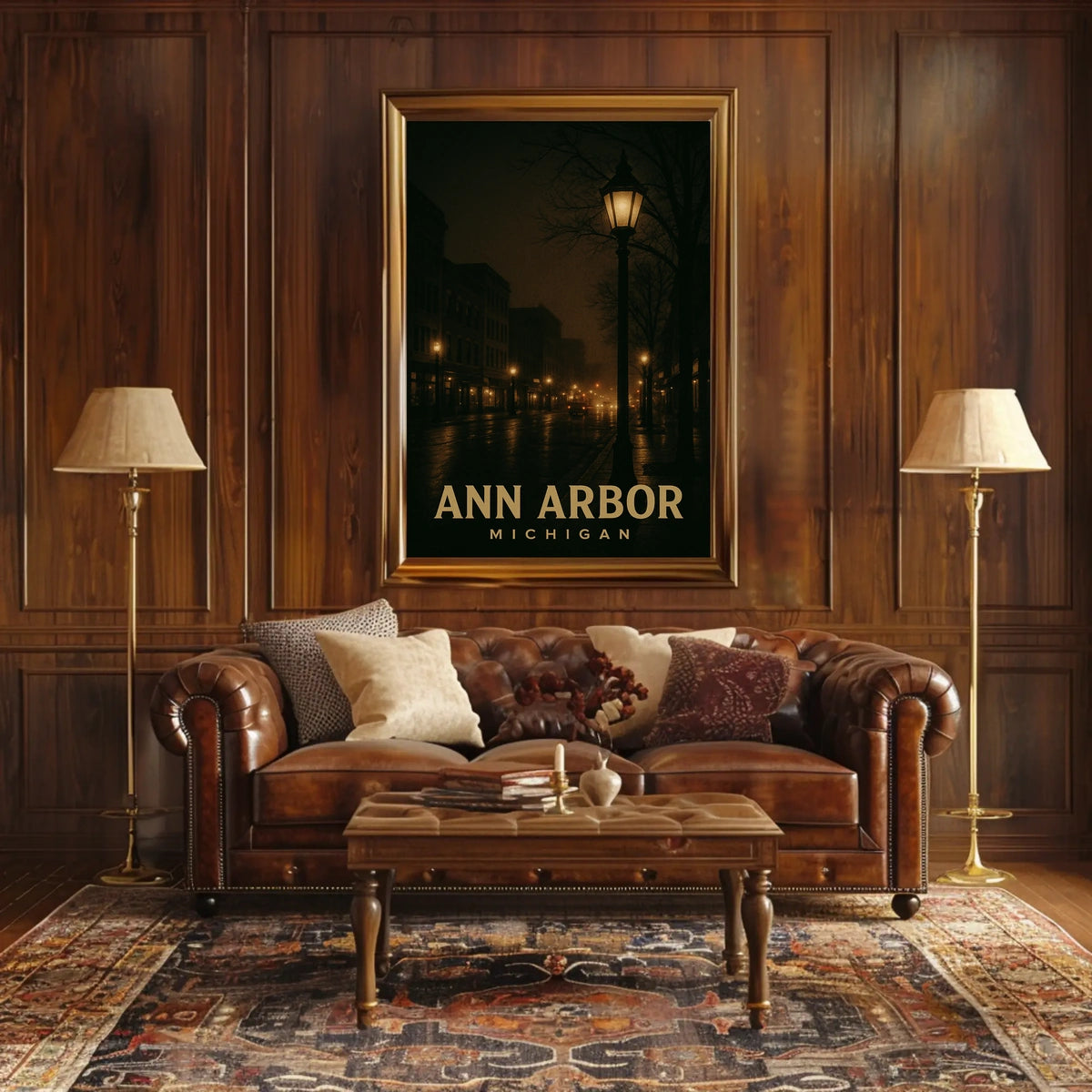 Ann Arbor Night Cityscape Photography Collectors Poster