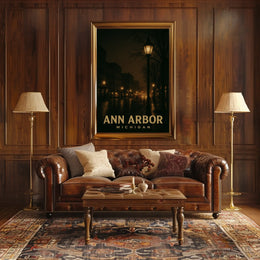 Ann Arbor Night Cityscape Photography Collectors Poster