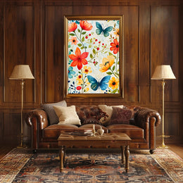 Vibrant Floral Garden: Watercolor Art Poster for Homes