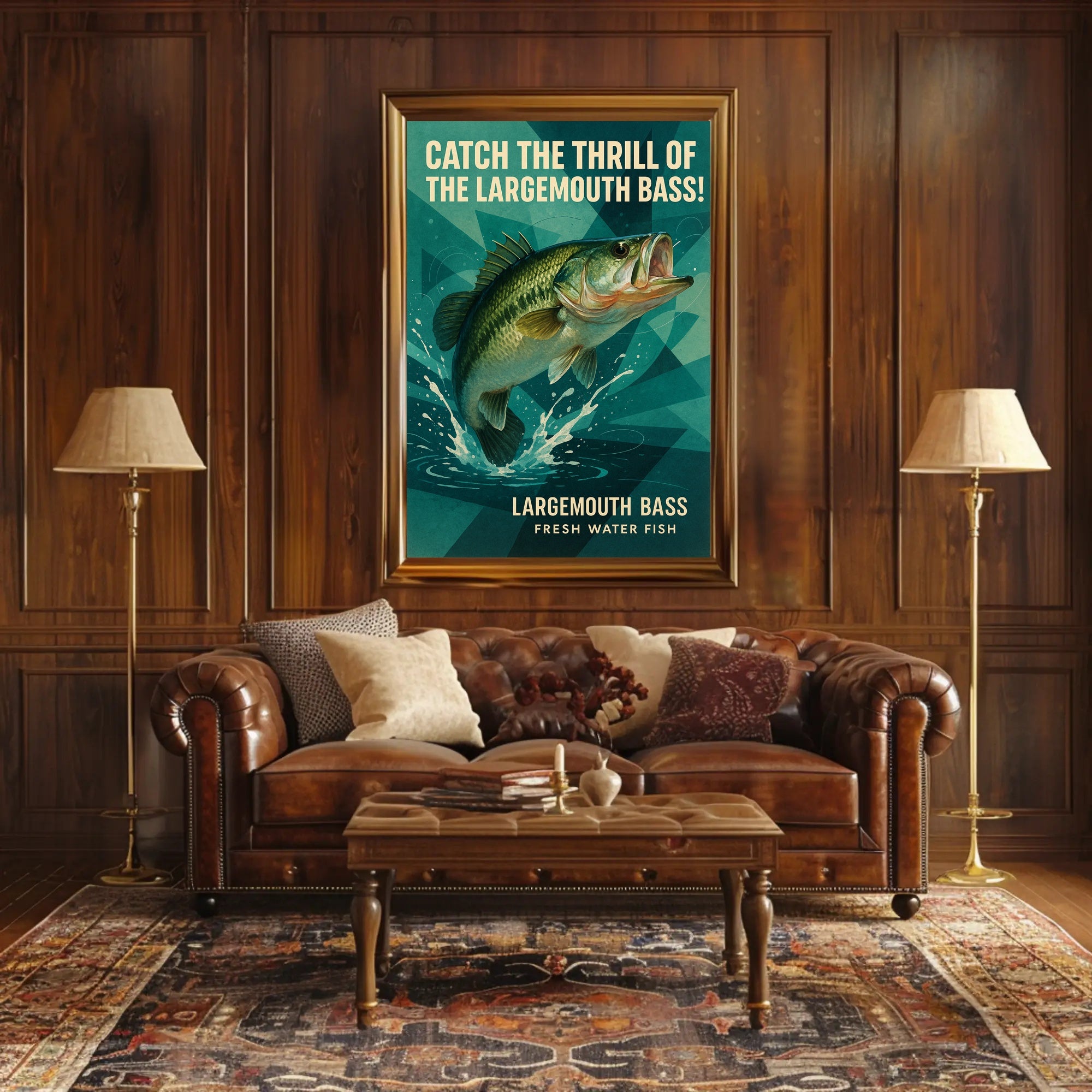 Largemouth Bass Adventure Vintage Fishing Sports Poster