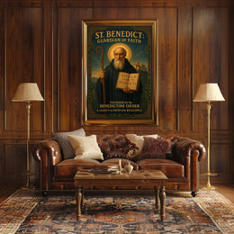 St Benedict Religious Poster Vintage Wall Art