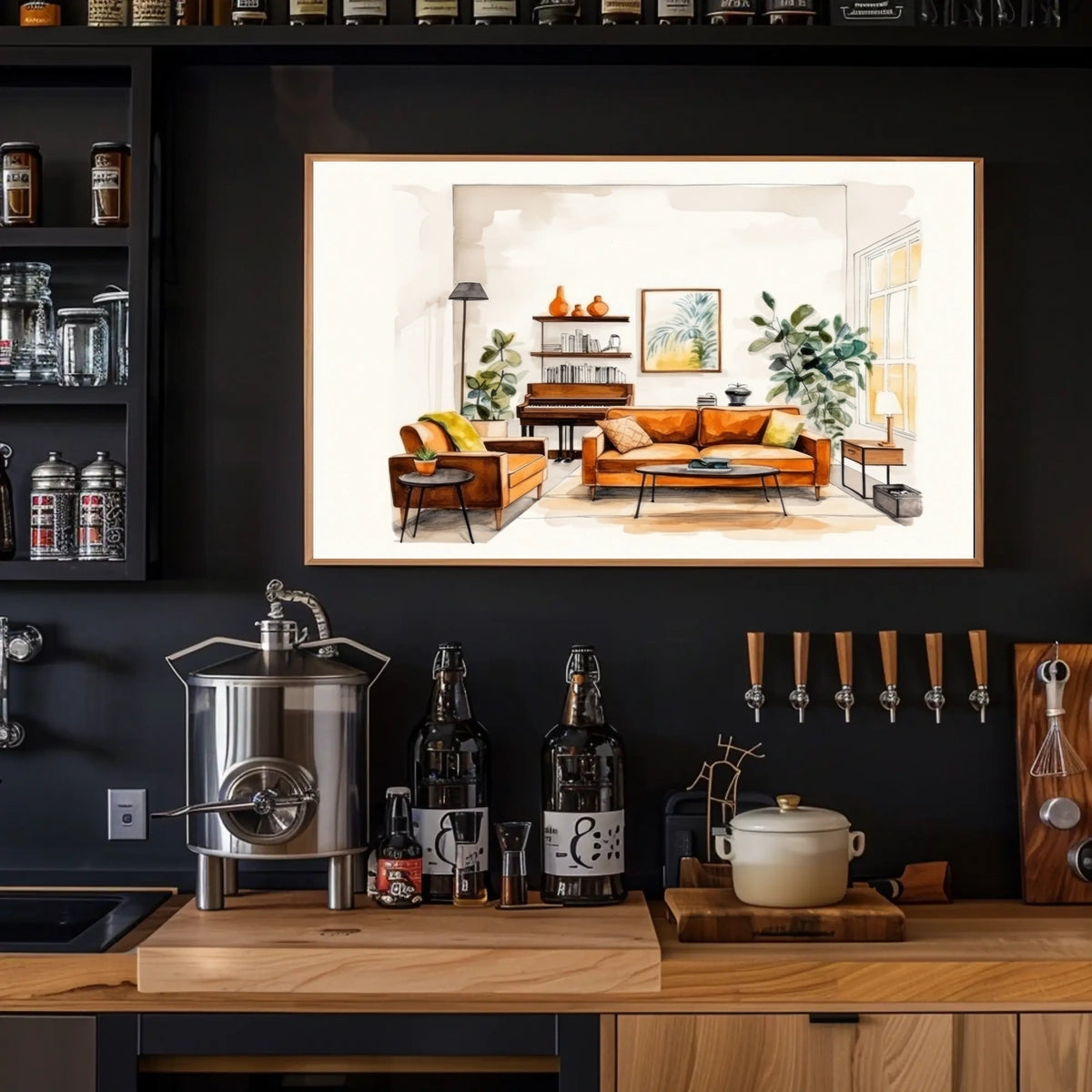 Cozy Living Room Illustration Poster