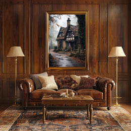 Enchanted Cottage In The Mist Poster