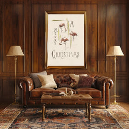 Flamingo Trio Merry Christmas Poster