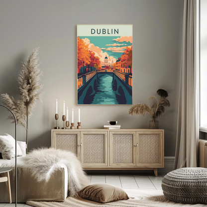 Vintage Poster - Dublin Autumn Canal