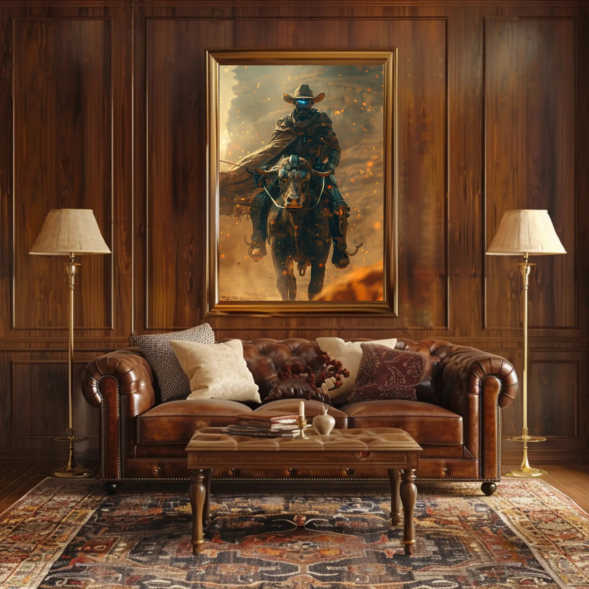 Futuristic Wild West Steampunk Adventure Art Poster PosterGoat