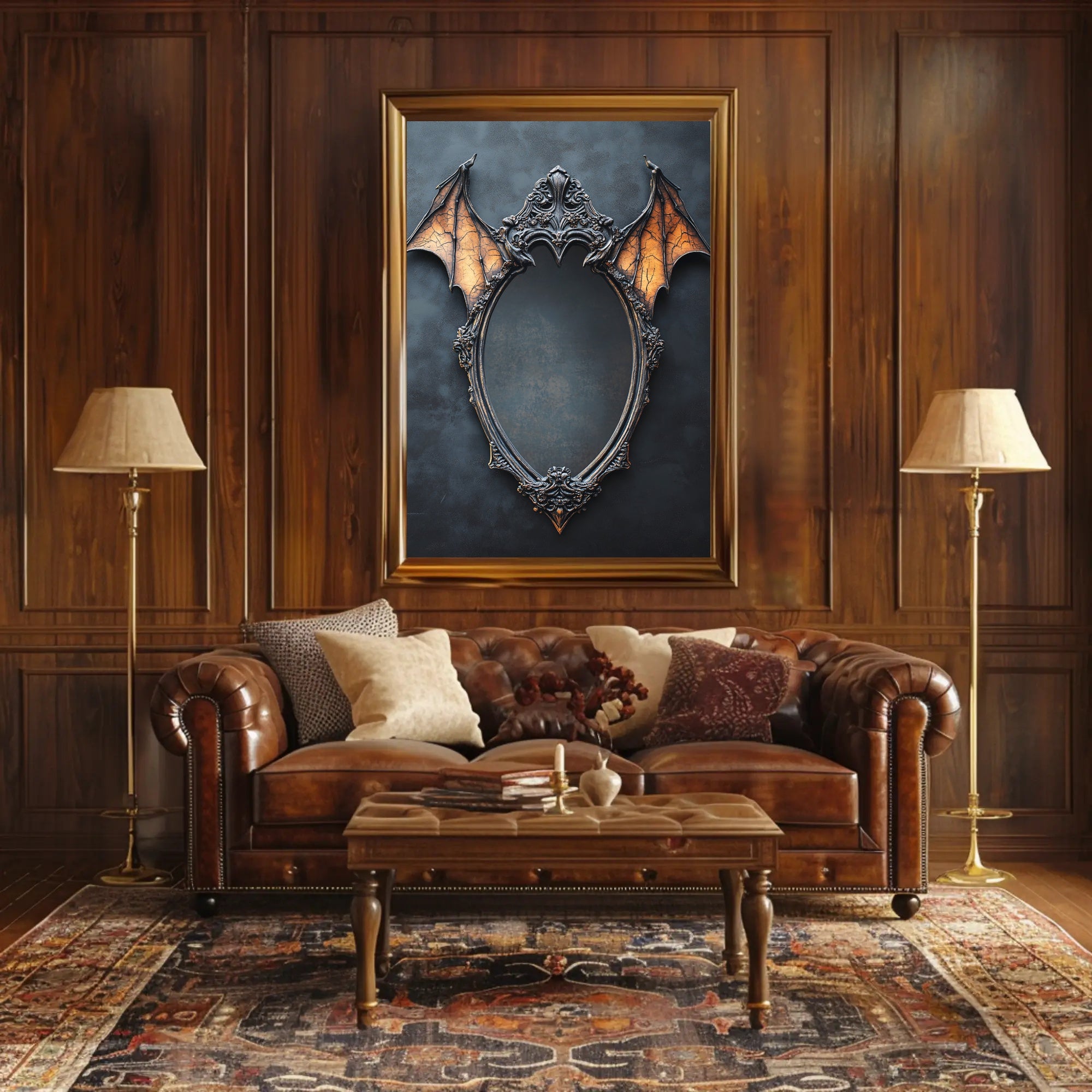 Gothic Mirror With Bat Wings Poster
