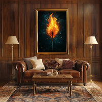 Fiery Matchstick Surrealism: Modern Art Poster