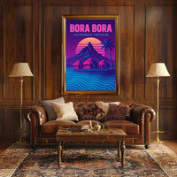 Bora Bora Vaporwave Paradise Travel Poster PosterGoat