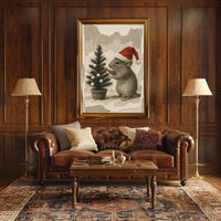 Festive Mouse and Christmas Tree Poster