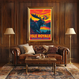 Isle Royale Moose Vintage Adventure Poster
