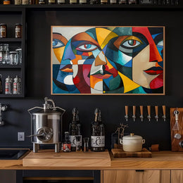 Cubist Faces Abstract Art Poster for Modern Interiors