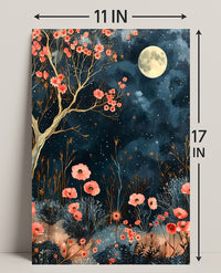 Dreamy Enchanted Garden Under Moonlit Sky Poster