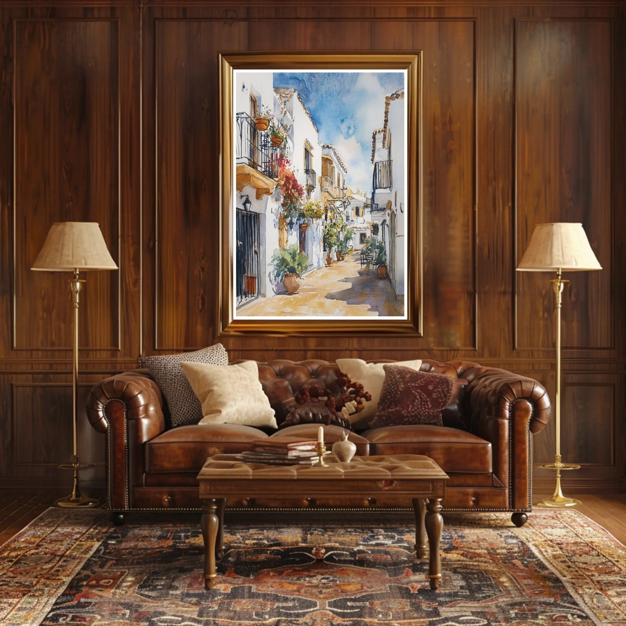 Quaint Mediterranean Street Poster PosterGoat