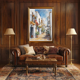 Quaint Mediterranean Street Poster PosterGoat