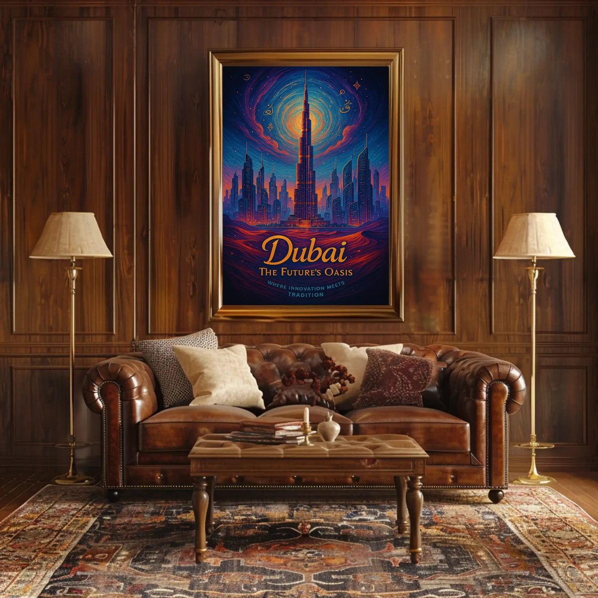 Futuristic Dubai Poster: Burj Khalifa Cosmic Night