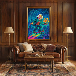 Cosmic Einstein on a Skateboard Poster