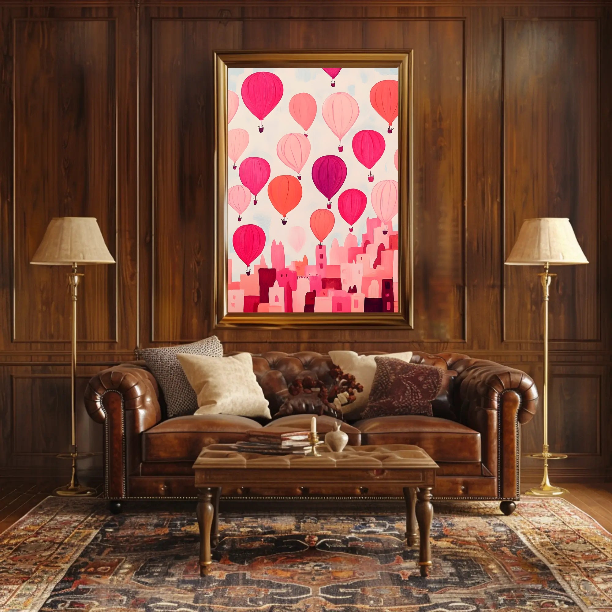 Hot Air Balloons Poster Whimsical Travel Wall Art Print