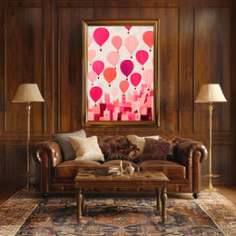 Hot Air Balloons Poster Whimsical Travel Wall Art Print