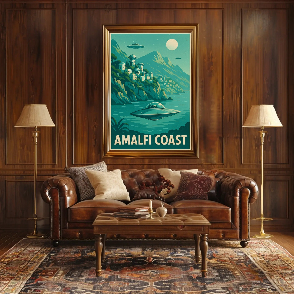Amalfi Coast Futuristic Fantasy Poster