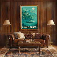 Amalfi Coast Futuristic Fantasy Poster