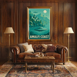 Amalfi Coast Futuristic Fantasy Poster