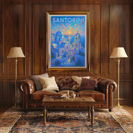 Santorini Sunset Greece Poster