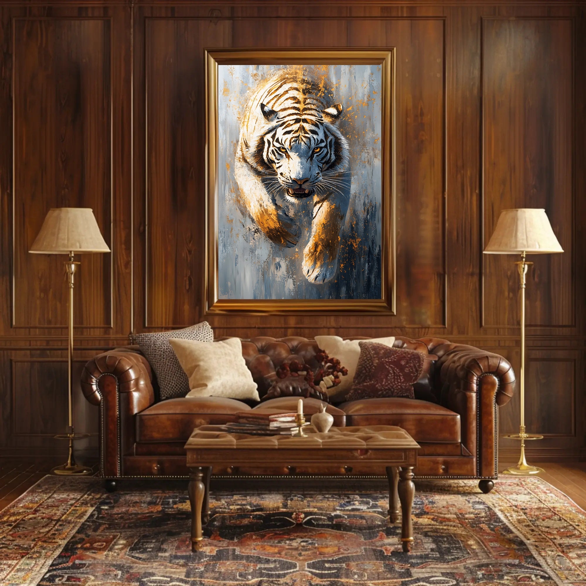 White Tiger in Motion, Bold Animal Poster