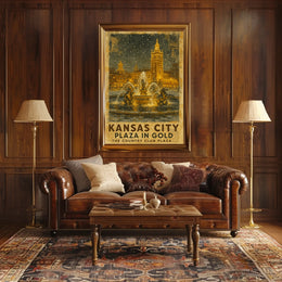Kansas City Plaza In Gold Poster