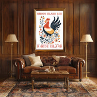 Rhode Island Red Chicken Art Poster Decor