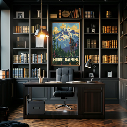 Mount Rainier Hiker Wilderness Explorer Poster