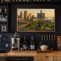 Detroit Skyline Michigan Urban Travel Photography Realism Heritage Iconic Cityscape Poster