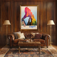 Capri Cliffs Travel Art: Modern Geometric Shapes Travel Poster PosterGoat