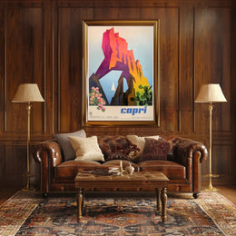 Capri Cliffs Travel Art: Modern Geometric Shapes Travel Poster PosterGoat