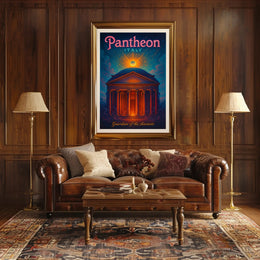 Pantheon Travel Poster Vintage Architecture Print