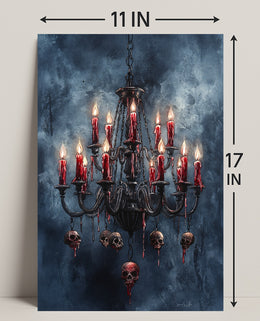 Gothic Chandelier Of Skulls Poster