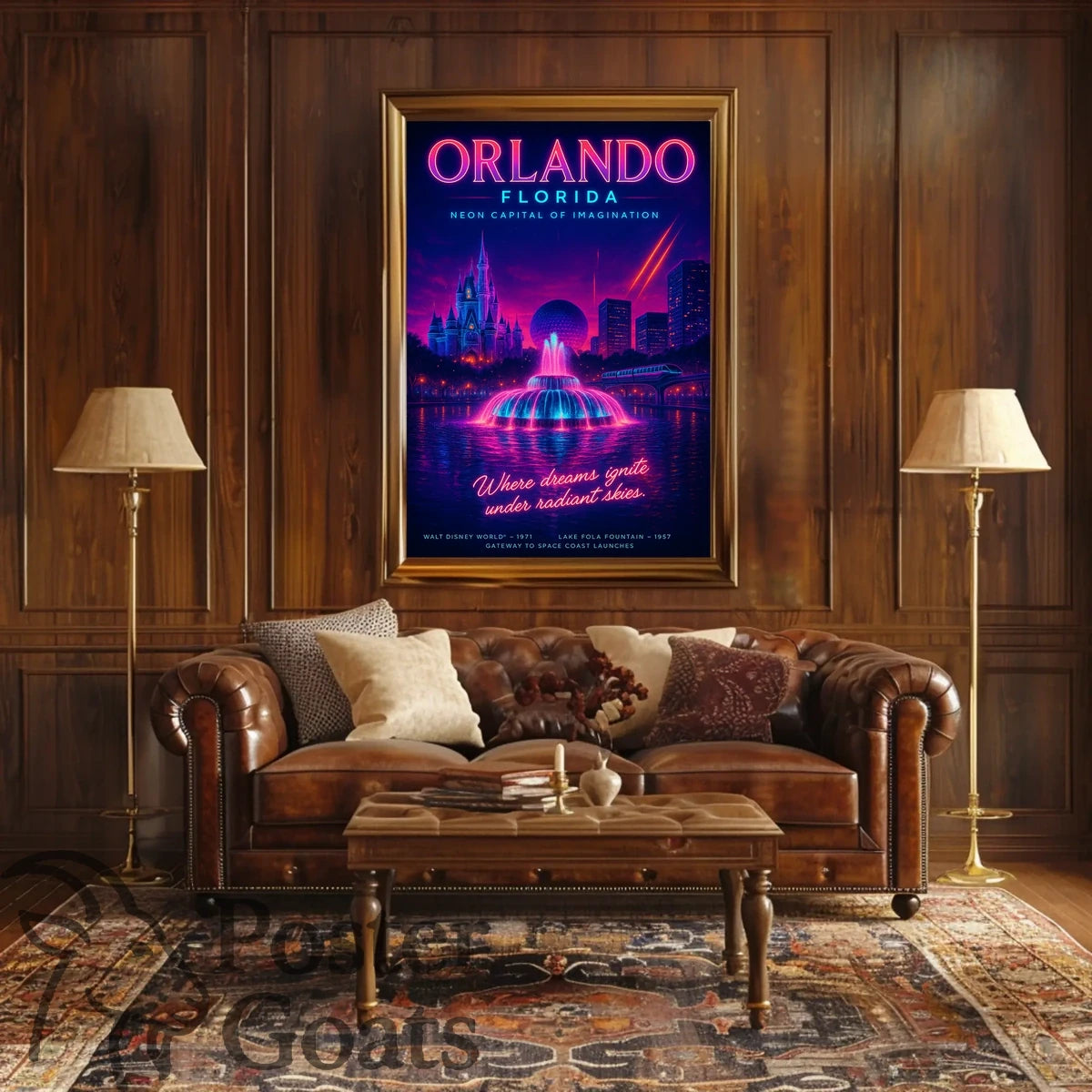 Orlando's Futuristic Neon Dreamscape: Urban Cityscape Poster