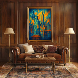 New York City Landmarks Poster Abstract Skyline Wall Art