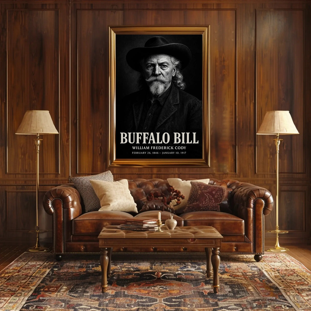 Buffalo Bill Monochrome Portrait Cultural or Heritage Poster