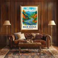 Blue Ridge Mountains Watercolor Scenic Fall Poster