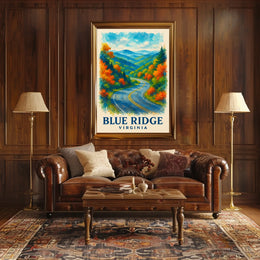 Blue Ridge Mountains Watercolor Scenic Fall Poster