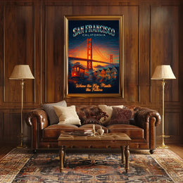 San Francisco Travel Icons Vintage Urban Cityscape Poster PosterGoat