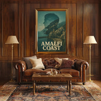 Amalfi Coast Silhouette Poster Coastal Wall Art Decor