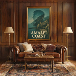 Amalfi Coast Silhouette Poster Coastal Wall Art Decor