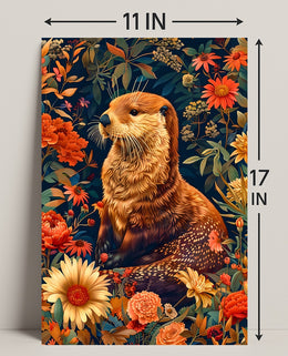 Enchanted Otter In A Floral Wonderland William Morris Art Poster