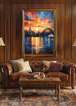 Sydney Sunset Over Iconic Landmarks Travel Poster